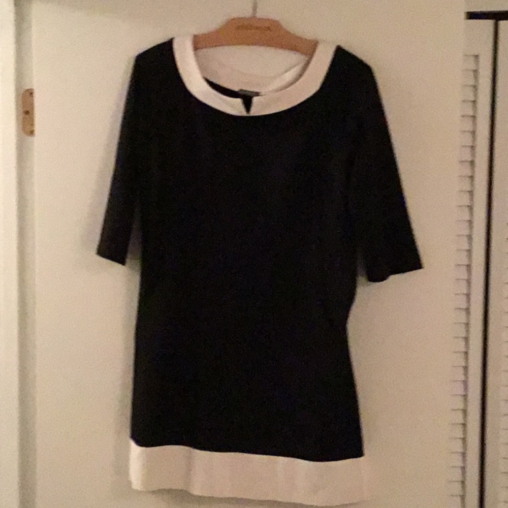 Black and white knit dress with pockets Ann Taylor